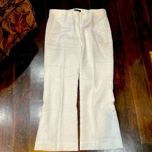 White linen ankle length pants